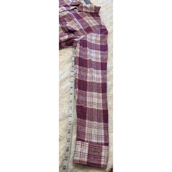 St. John's Bay Button-Down Red White Plaid Shirt Cotton Blend Women's Size PM - Picture 8 of 14